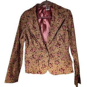 No Boundaries Stretch Juniors corduroy floral blazer size xl